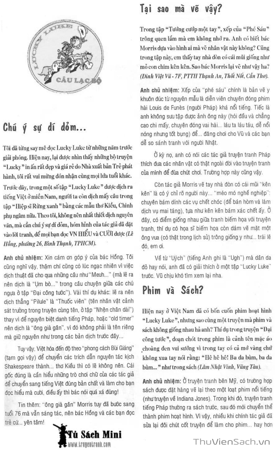 Truyện Tranh Cuộc Phiêu Lưu Kỳ Thú Của Lucky Luke trang 3