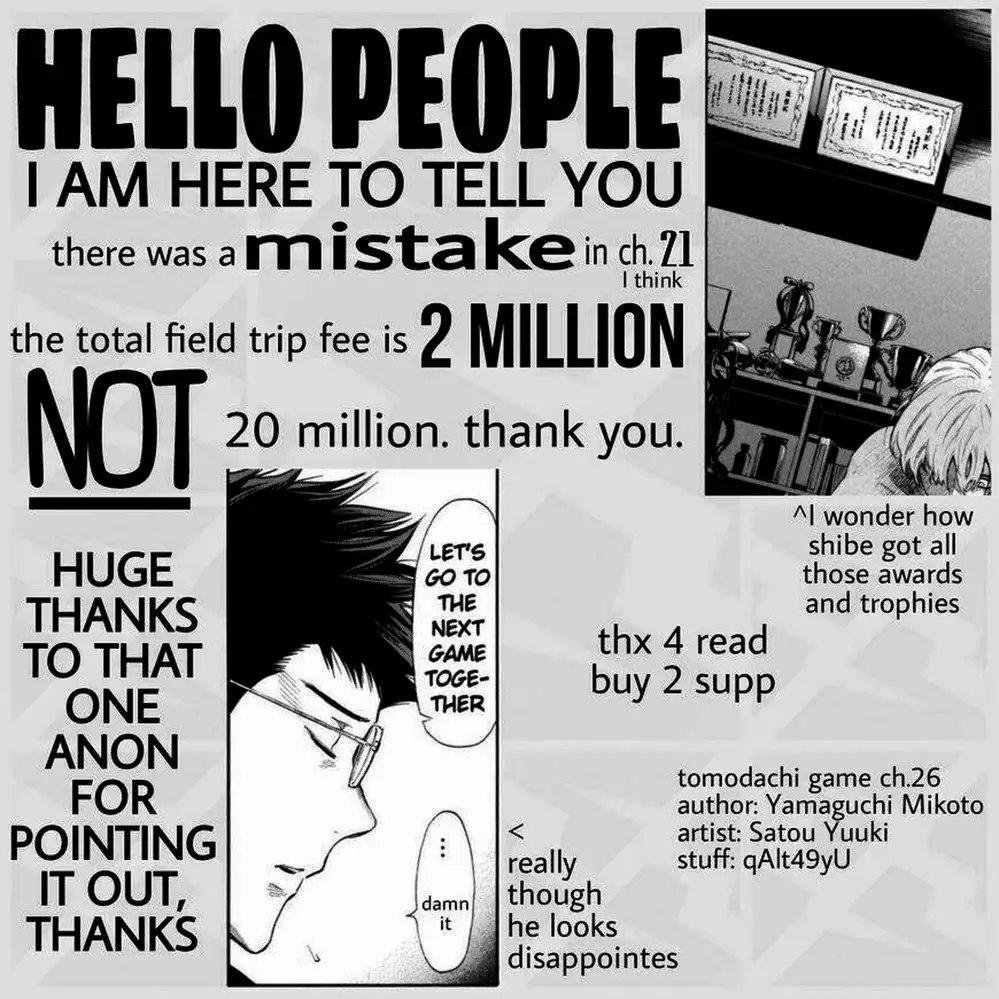 Truyện Tranh Trò Chơi Tình Bạn - Tomodachi Game trang 2